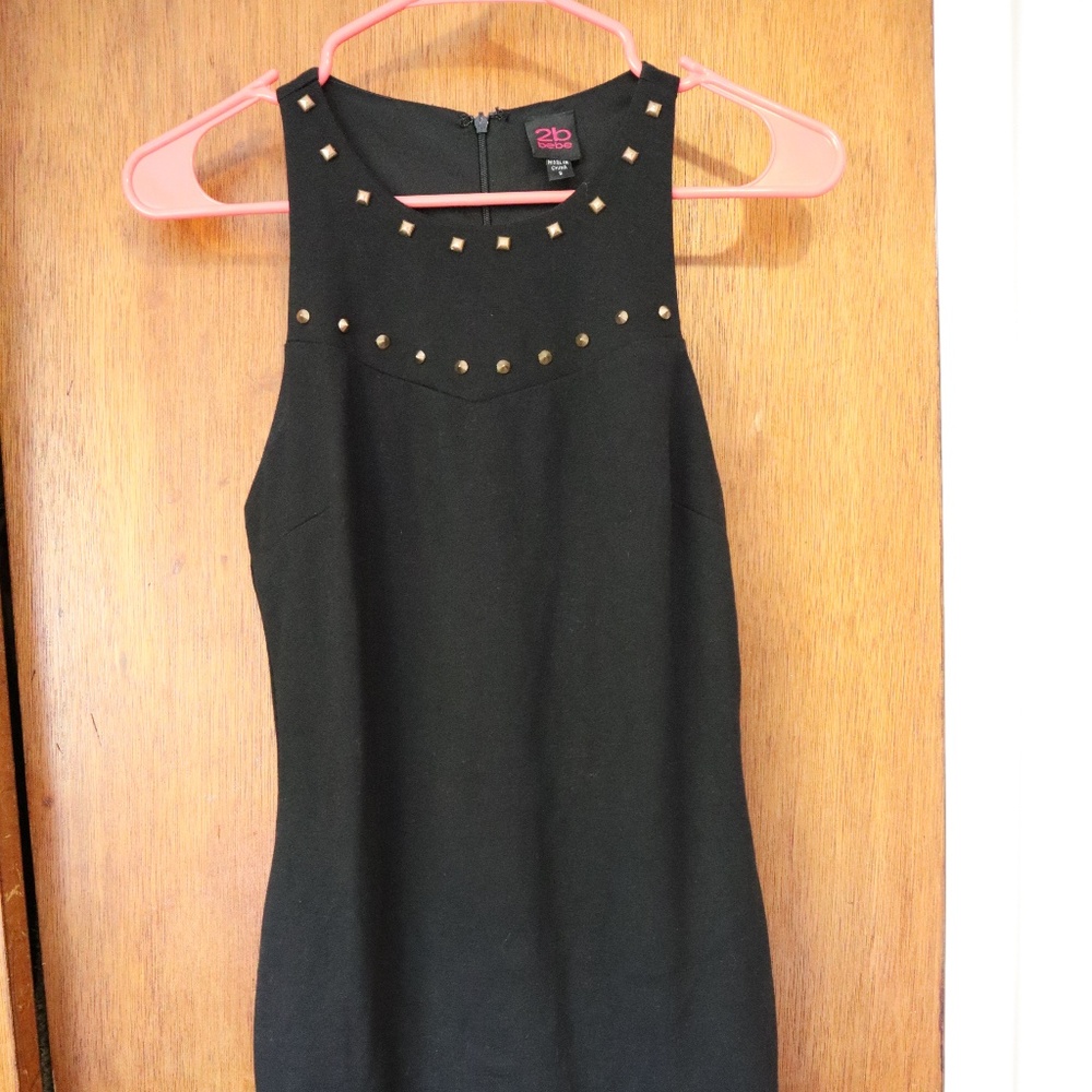 black mini form fitting dress